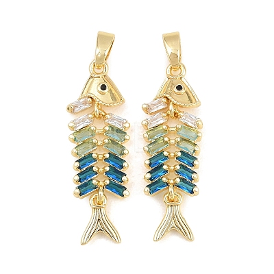 Brass Colorful Cubic Zirconia Pendants KK-E800-05B-G-1