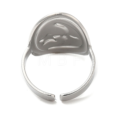 304 Stainless Steel Moon with Star Open Cuff Ring for Women RJEW-M149-29P-1