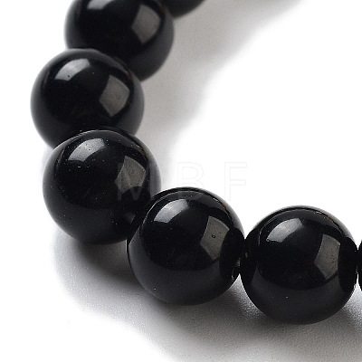 Chakra Round Natural Obsidian Beaded Stretch Bracelets BJEW-K251-05A-1