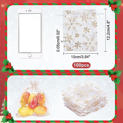 ChristmasSsnowflake Organza Gift Bags OP-WH0012-03-1