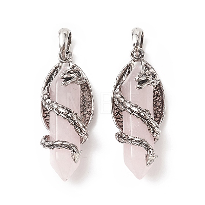 Natural Rose Quartz Pointed Pendants G-C051-01B-1