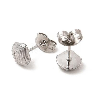 304 Stainless Steel Shell Shape Stud Earrings for Women EJEW-I281-33P-1