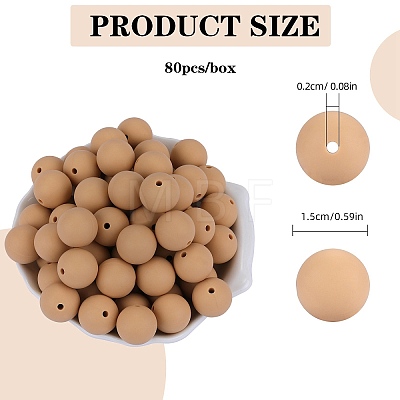 80Pcs Round Silicone Focal Beads SIL-SZ0001-24-08-1