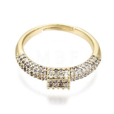 Brass Micro Pave Clear Cubic Zirconia Cuff Rings RJEW-S044-125-NF-1
