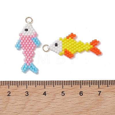 4Pcs 4 Colors MIYUKI Glass Seed Bead Pendants PALLOY-MZ01319-1