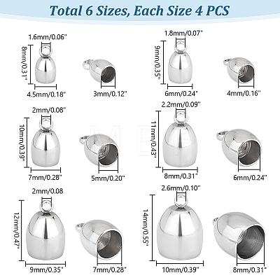 Unicraftale 304 Stainless Steel Cord Ends STAS-UN0011-37P-1