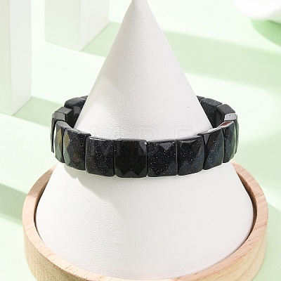 Synthetic Blue Goldstone Beaded Stretch Bracelets for Unisex G-K303-02J-1