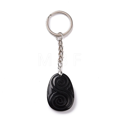 Natural Gemstone Teardrop with Spiral Pendant Keychain KEYC-A031-02P-1