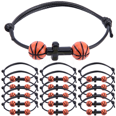 30Pcs Sports Theme Acrylic Beads Braided Bead Bracelets BJEW-BM00010-1