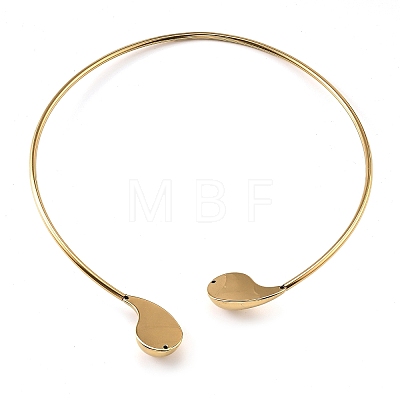 304 Stainless Steel Teardrop Open Cuff Choker Necklaces for Women NJEW-R003-01G-01-1