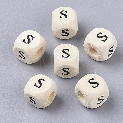 Printed Natural Wood Beads LS-X-WOOD-T026-001S-1