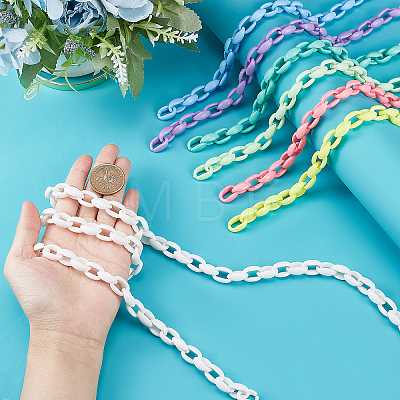   7 Strands 7 Colors Handmade Acrylic Cable Chains AJEW-PH0003-93-1