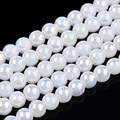 Electroplate Imitation Jade Glass Beads Strands LS-GLAA-T032-J10mm-AB01-1