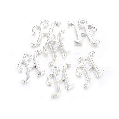 Silver Color Plated Alloy Letter Pendants X-PALLOY-J718-01S-H-1