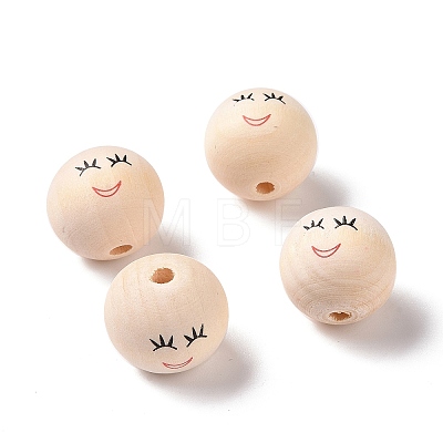 Printed Wood European Beads WOOD-C001-03A-06-1