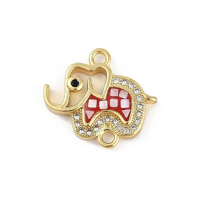 Rack Plating Brass Micro Pave Clear Cubic Zirconia Elephant Connector Charms KK-U032-29G-01-1