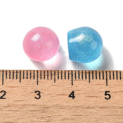 Transparent Resin Sphere Decoden Cabochons with Glitter Powder RESI-E053-08A-1