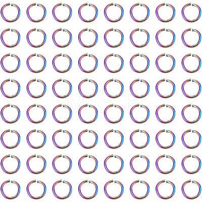 Unicraftale 100Pcs Ion Plating(IP) Rainbow Color 304 Stainless Steel Open Jump Rings STAS-UN0039-09-1