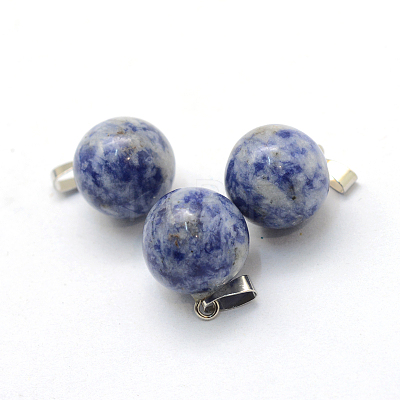 Round Natural Blue Spot Jasper Pendants G-Q434-01-1