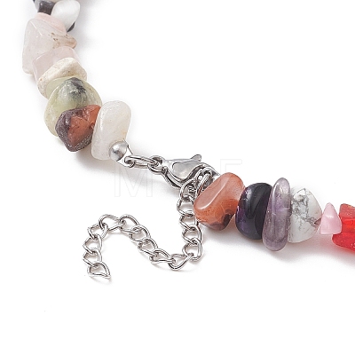 Mixed Gemstone Chips Beads Necklaces NJEW-JN04275-03-1