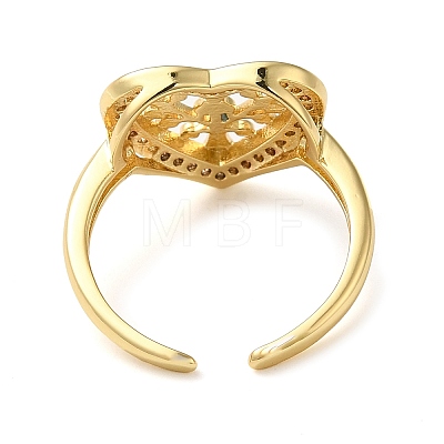 Brass Micro Pave Cubic Zirconia Open Cuff Ring RJEW-Q805-04G-1