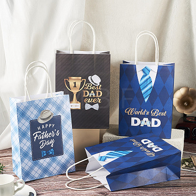 9Pcs 3 Styles Happy Father's Day Printed Paper Packing Tote Bags CARB-TA0001-20-1