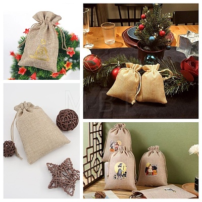 Beebeecraft 24Pcs 4 Colors Burlap Packing Pouches Drawstring Bags ABAG-BBC0001-08-1