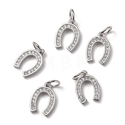 CZ Brass Micro Pave Cubic Zirconia Horse Shoe Charms LS-ZIRC-L018-13P-1