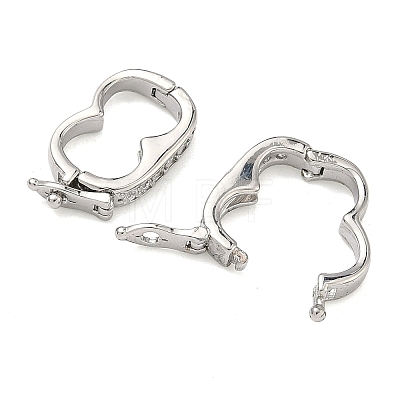 Oval Brass Micro Pave Clear Cubic Zirconia Twister Clasps KK-B170-18P-1
