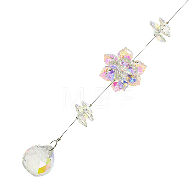 Glass Flower Hanging Suncatchers HJEW-P018-E02-1