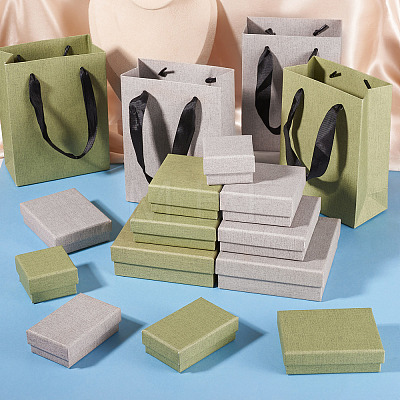 2Pcs Square Paper Jewelry Display Cases CON-TA0001-39F-02-1
