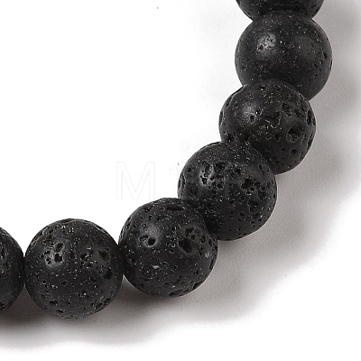 8mm Round Natural Lava Rock Braided Bead Bracelets X-BJEW-C067-01B-09-1