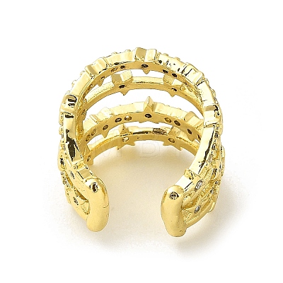 Star Brass Cuff Earrings EJEW-L270-004G-1
