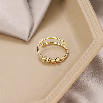 201 Stainless Steel Round Beaded Spinner Rings WG5F549-02-1