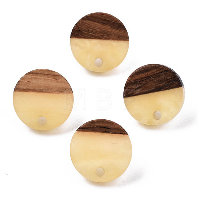 Resin & Walnut Wood Stud Earring Findings MAK-N032-007A-H05-1