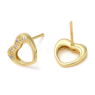 Rack Plating Brass Hollow Heart Stud Earrings EJEW-M235-03G-1