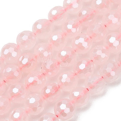 Electroplated Natural Rose Quartz Beads Strands G-B191-A04-6mm-1