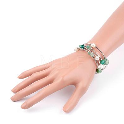 Natural Gemstone Wrap Bracelets BJEW-JB03355-1