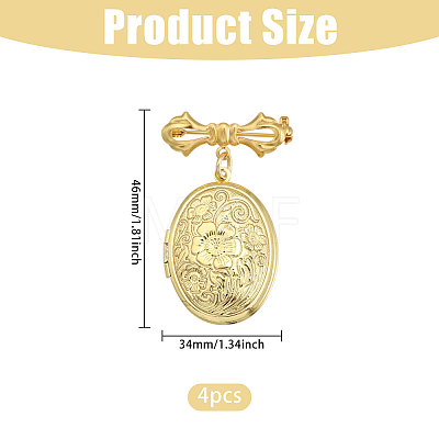 4Pcs Brass Locket Pendant Brooch for Wedding Photo JEWB-CA00012-1