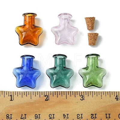 10Pcs 5 Colors Mini High Borosilicate Glass Bottle Bead Containers GLAA-FS0001-70-1