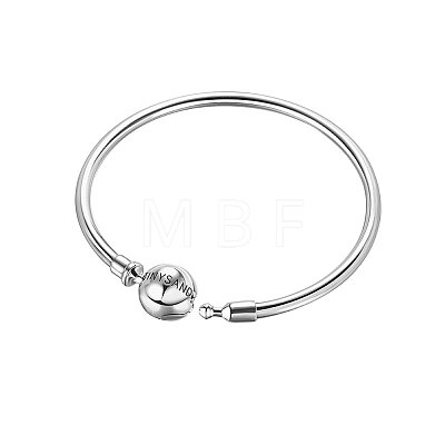TINYSAND 925 Sterling Silver Basic Bangles for European Style Jewelry Making TS-B132-S-17-1