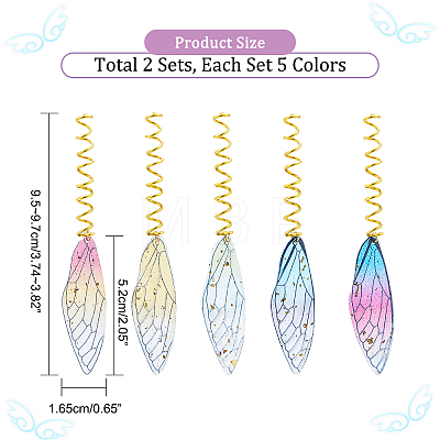  2 Sets 5 Colors Transparent Epoxy Resin Big Pendants FIND-NB0002-60-1