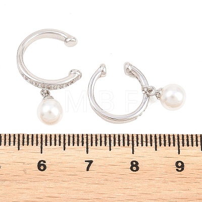 Round Brass Micro Pave Clear Cubic Zirconia Cuff Earrings EJEW-Z164-02P-1