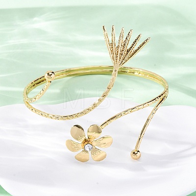 Flower Alloy Arm Cuff Bangles for Girl Women AJEW-A063-01G-G-1