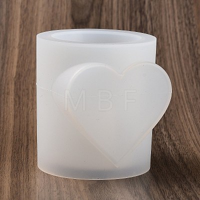 Valentine's Day Theme Column with Heart DIY Candle Cup Silicone Molds DIY-G098-02C-1