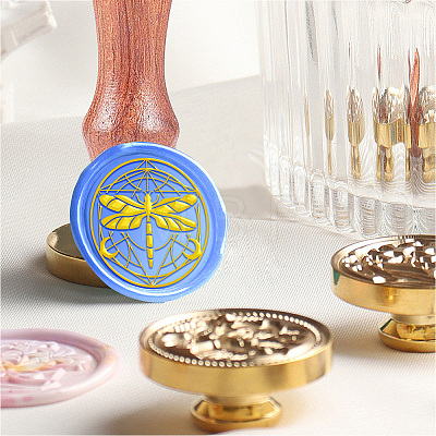 Brass Wax Seal Stamp with Handle AJEW-WH0184-1068-1