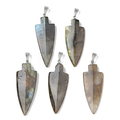 Natural Labradorite Arrowhead Pendants G-Z095-03P-1