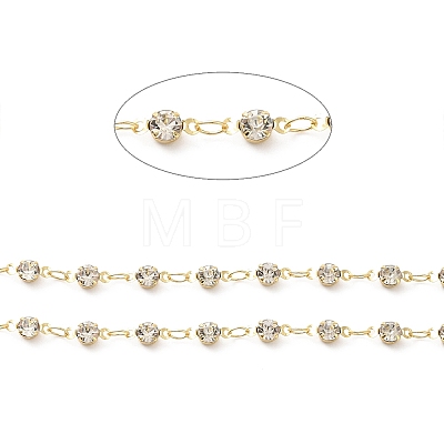 Handmade Brass Glass Rhinestone Beaded Chains CHC-M024-29G-1