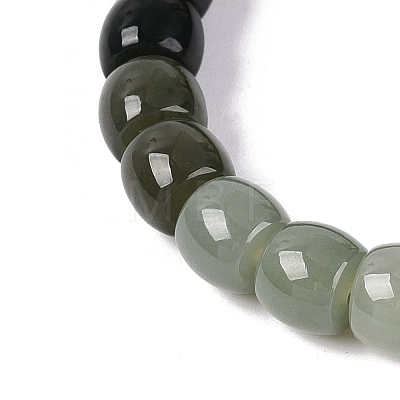 Gradient Color Natural Myanmar Jade Barrel Beaded Stretch Bracelets BJEW-Q100-03-1