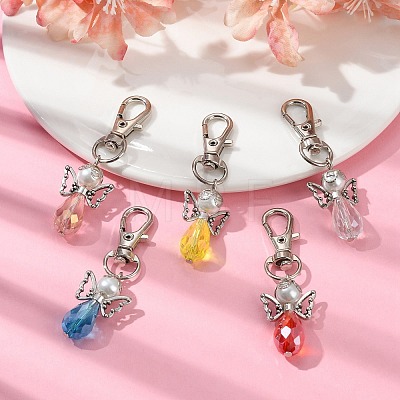 5Pcs Angel Glass Pendant Decorations HJEW-JM01680-1